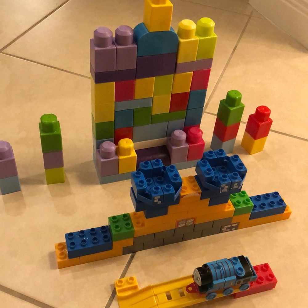 Mega blocks and Thomas  train building